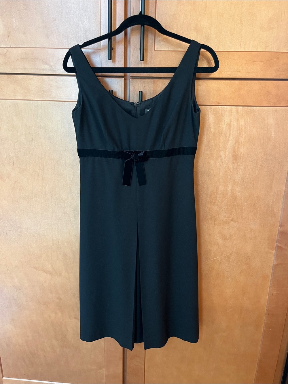 Banana Republic Black Cocktail Dress with Velvet Bow at Waist